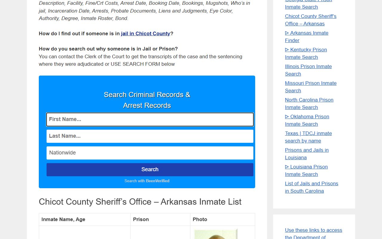 Chicot County People Search via Sheriff's Office