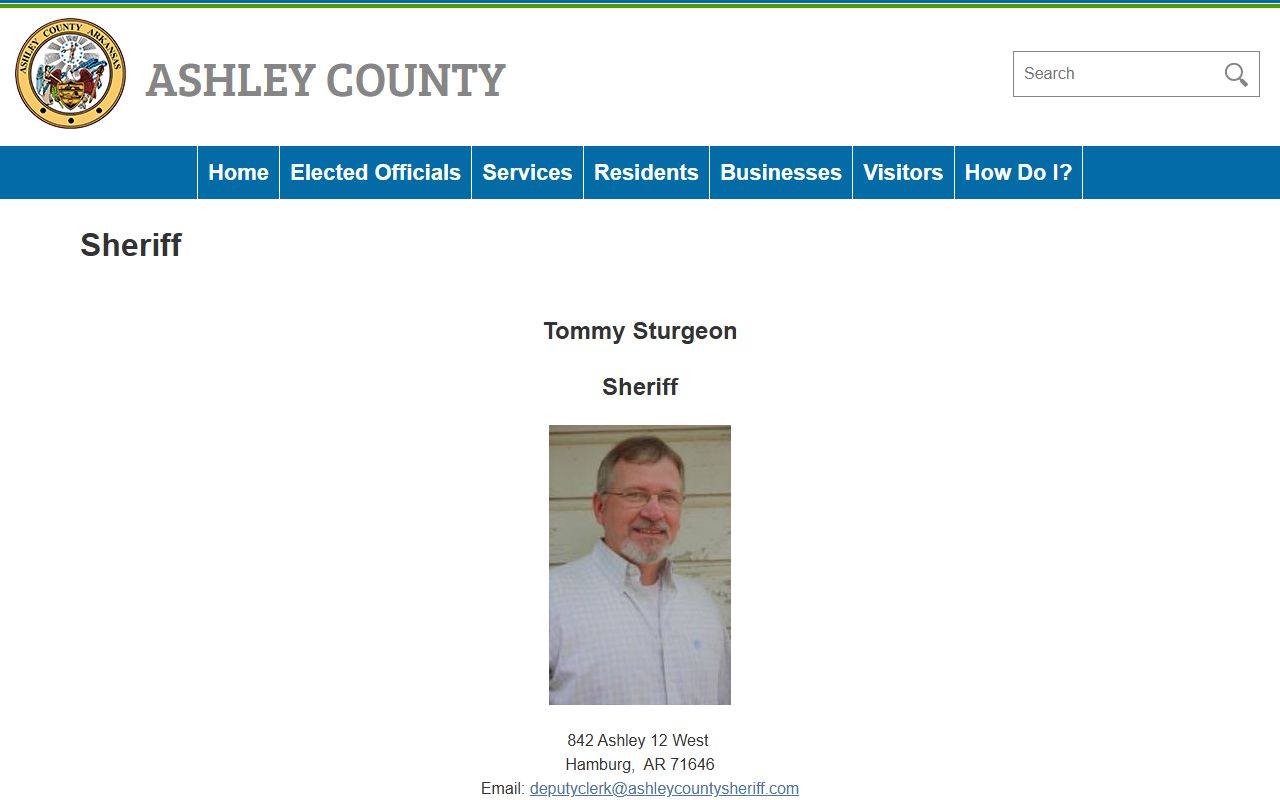 Ashley County People Search via Sheriff's Office page