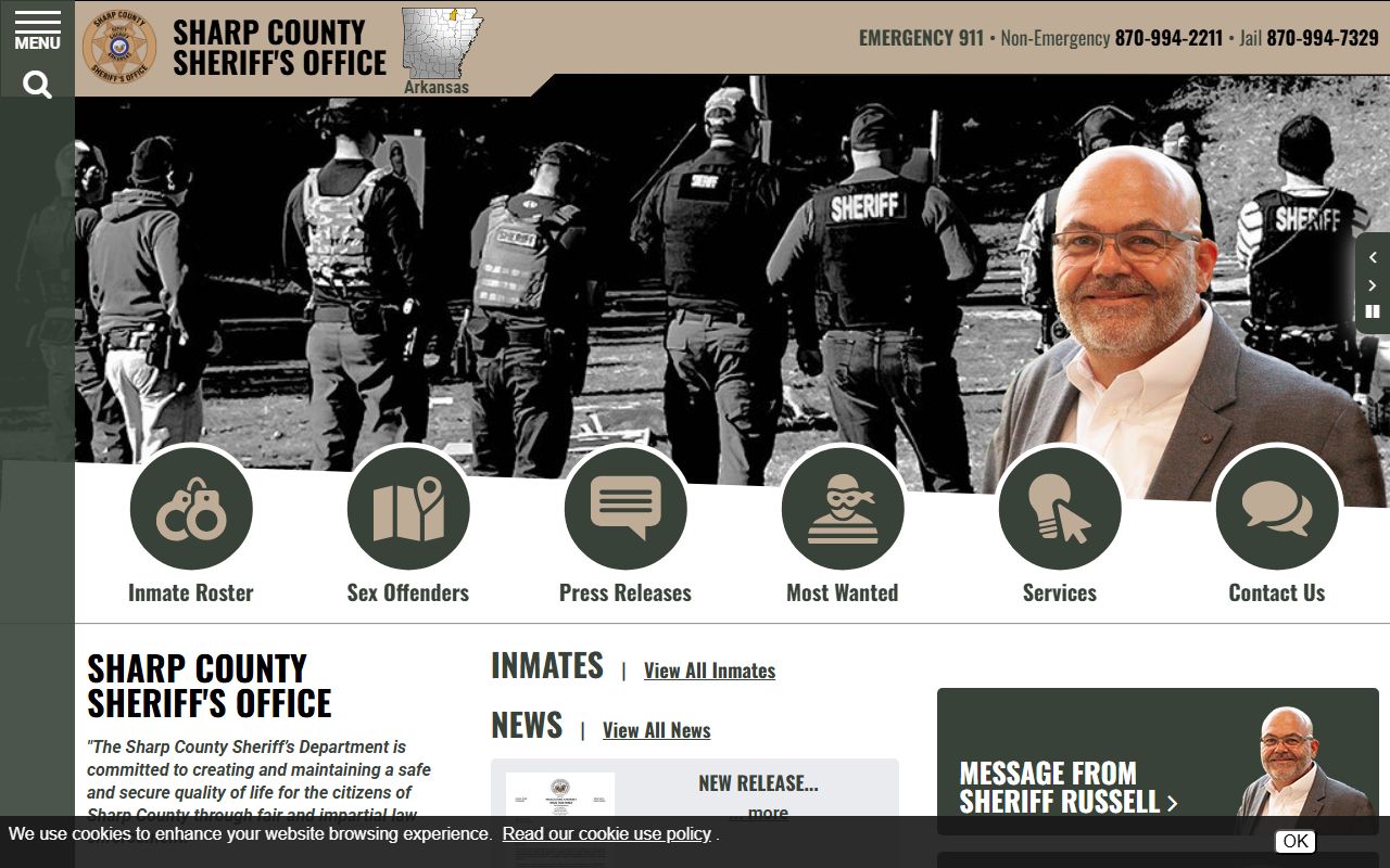 Sharp County People Search via county sheriff website
