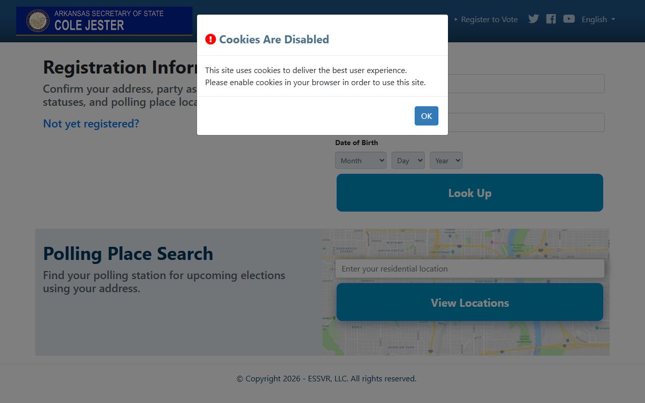 Arkansas People Search using the Voter View registration lookup system