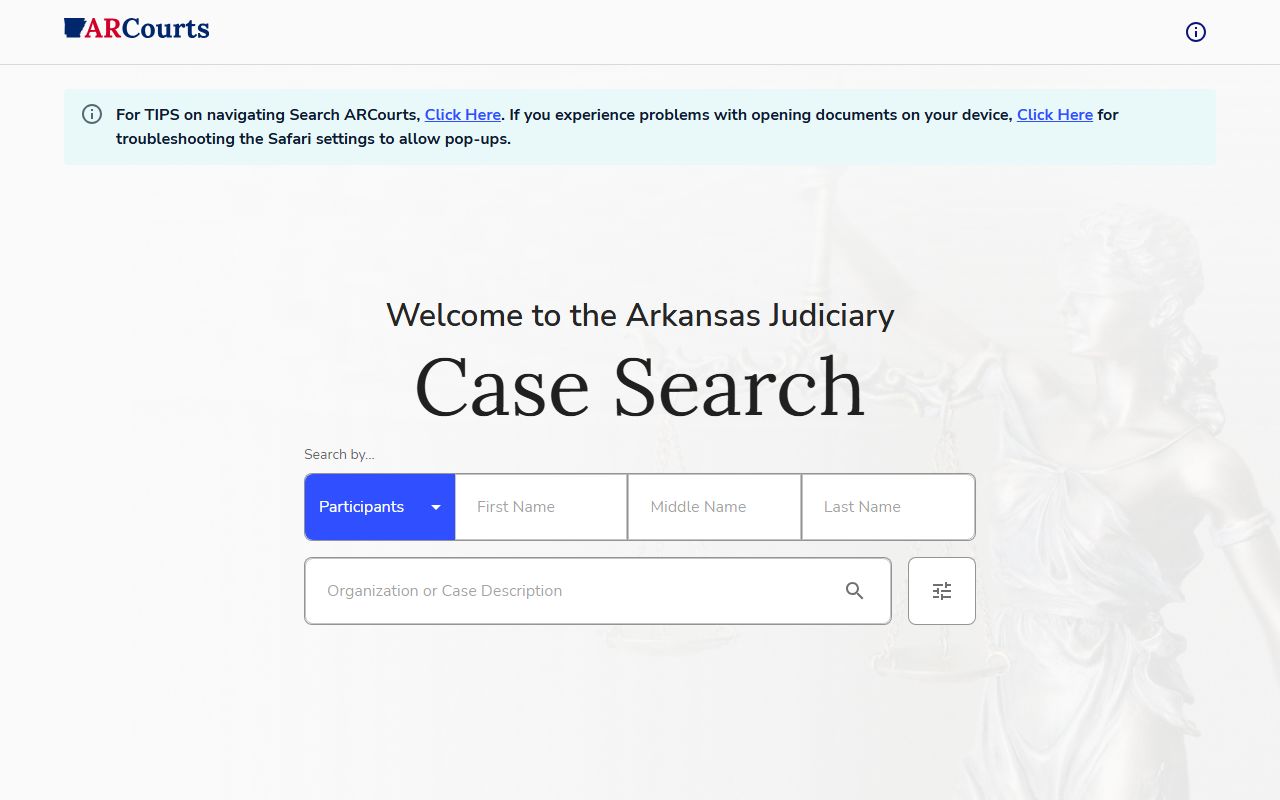 Arkansas People Search via CourtConnect court records portal